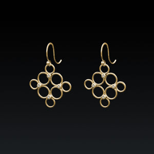 Granny Square Lace Earrings - Gold