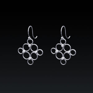 Granny Square Lace Earrings - Silver