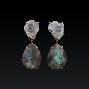 Aquamarine and Labradorite Drop Studs