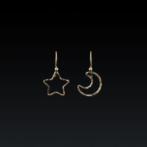 Small Star and Moon Dangle Earrings