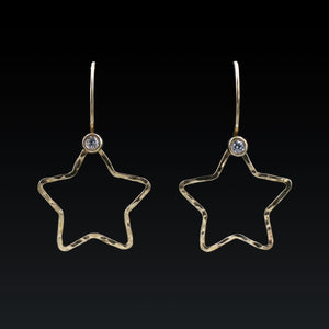 Star Dangle Earrings with Diamond Accent